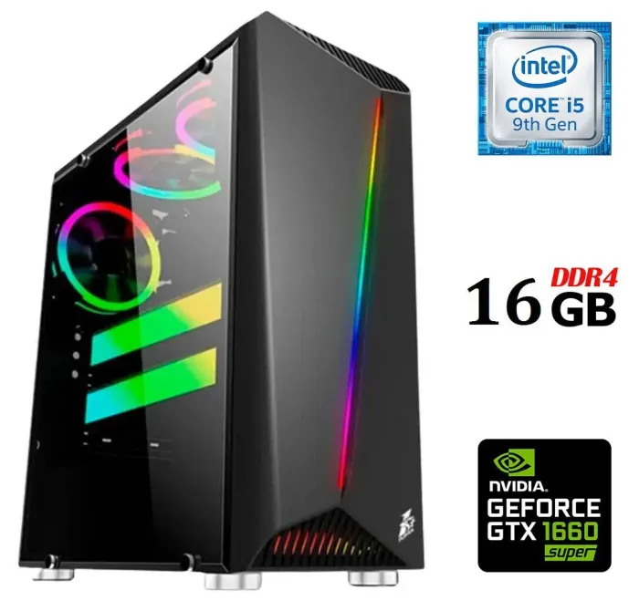 Ігровий ПК Dtop Gaming i596 Tower / Intel Core i5-9400F (6 ядер по 2.9 - 4.1 GHz) / 16 GB DDR4 / 480 GB SSD / nVidia GeForce GTX 1660 Super, 6 GB GDDR6, 192-bit / 500W - зображення 1