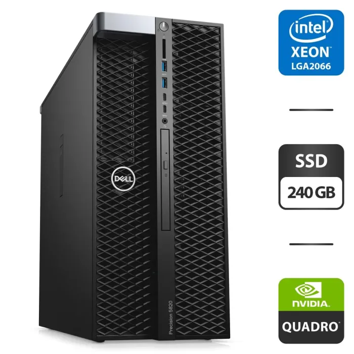 Робоча станція Dell Precision 5820 Tower / Intel Xeon W-2123 (4 (8) ядра по 3.6 - 3.9 GHz) / 32 GB DDR4 / 240 GB SSD / nVidia Quadro P2000, 5 GB GDDR5, 160-bit / DVD-ROM б/в - зображення 1
