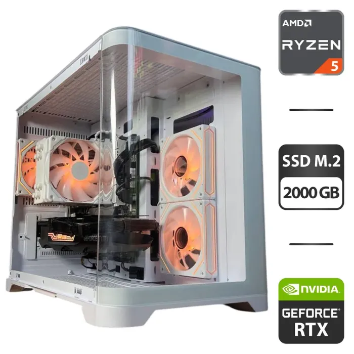 Збірка під замовлення: ігровий ПК GameMax Hype-M White Tower / AMD Ryzen 5 7500F (6 (12) ядер по 3.7 - 5.0 GHz) / 32 GB DDR5 / 2000 GB SSD M.2 / nVidia GeForce RTX 3080, 10 GB GDDR6X, 320-bit / 850W б/в - зображення 1
