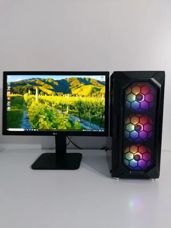 Комплект ПК: 1stPlayer FireBase X6 Tower / Intel Core i5-8500 (6 ядер по 3.0 - 4.1 GHz) / 16 GB DDR4 / 128 GB SSD M.2 + 512 GB SSD / AMD Radeon R9 390, 8 GB GDDR5, 512-bit / 700W + Монітор LG 24MB37PM-B / 24" (1920x1080) IPS б/в - зображення 2