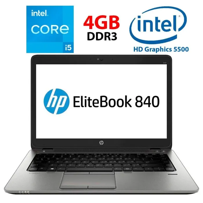Ультрабук Б-клас HP EliteBook 840 G2 / 14" (1920x1080) TN / Intel Core i5-5300U (2 (4) ядра по 2.3 - 2.9 GHz) / 4 GB DDR3 / 500 GB HDD / Intel HD Graphics 5500 / WebCam б/в - зображення 1