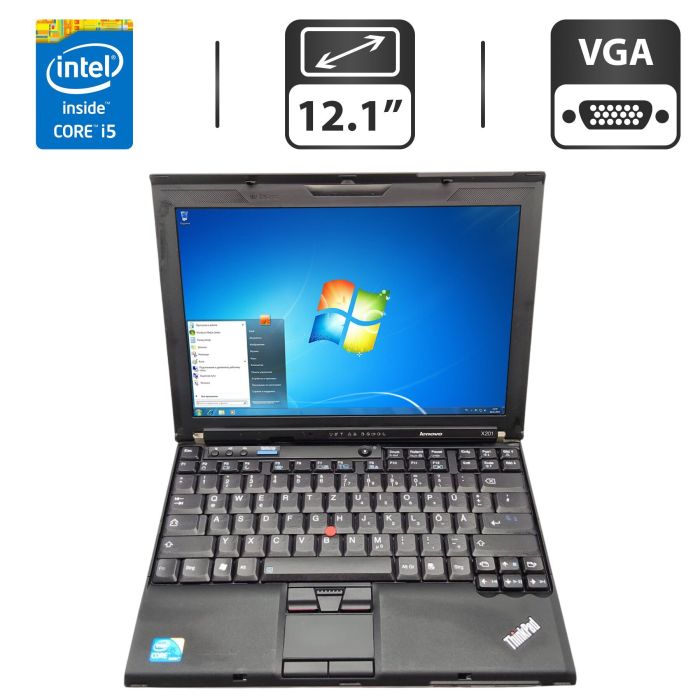 Нетбук Lenovo ThinkPad X201 / 12.1" (1366x768) TN / Intel Core i5-520M (2 (4) ядра по 2.4 - 2.93 GHz) / 6 GB DDR3 / 250 GB HDD / Intel HD Graphics / WebCam б/в - зображення 1