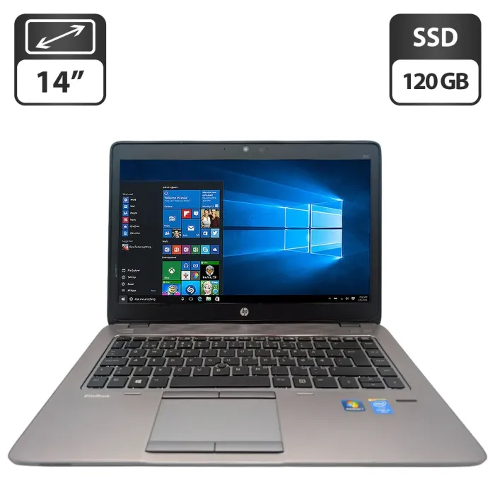 Ноутбук HP EliteBook 840 G2 / 14" (1366x768) TN / Intel Core i5-5300U (2 (4) ядра по 2.3 - 2.9 GHz) / 8 GB DDR3 / 120 GB SSD / Intel HD Graphics 5500 / WebCam б/в - зображення 1
