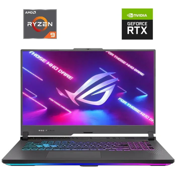 Ігровий ноутбук Asus ROG Strix G17 G713PV / 17,3” (2560x1440) IPS / AMD Ryzen 9 7845HX (12 (24) ядер по 3.0 - 5.2 GHz) / 16 GB DDR5 / 1000 GB SSD / nVidia GeForce RTX 4060, 8 GB GDDR6, 128-bit / WebCam / Win 11 б/в - зображення 1