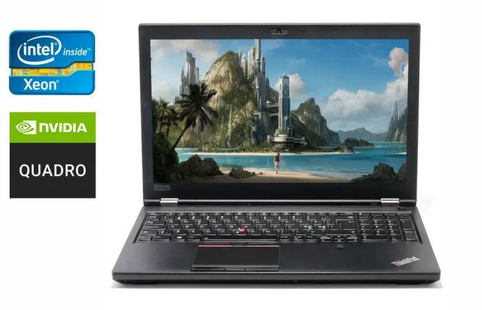 Мобільна робоча станція Б-клас Lenovo ThinkPad P52 / 15.6" (1920x1080) IPS / Intel Xeon E-2176M (6 (12) ядер по 2.7 - 4.4 GHz) / 32 GB DDR4 / 512 GB SSD / nVidia Quadro P2000, 4 GB GDDR5, 128-bit / WebCam / TouchID / Windows 10 б/в - зображення 1