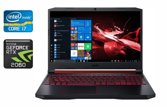 Ігровий ноутбук Acer Nitro 5 AN515-54 / 15.6" (1920x1080) IPS / Intel Core i7-9750H (6 (12) ядер по 2.6 - 4.5 GHz) / 16 GB DDR4 / 512 GB SSD / nVidia GeForce RTX 2060, 6 GB GDDR6, 192-bit / WebCam / HDMI б/в - зображення 1