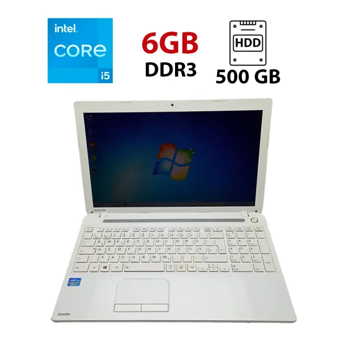 Ноутбук Toshiba C55 / 15.6" (1366x768) TN / Intel Core i5-3230M (2 (4) ядра по 2.6 - 3.2 GHz) / 6 GB DDR3 / 500 GB HDD / Intel HD Graphics 3000 / WebCam б/в - зображення 1