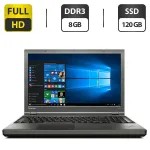Ноутбук Б-клас Lenovo ThinkPad T540p / 15.6" (1920x1080) TN / Intel Core i7-4600M (2 (4) ядра по 2.9 - 3.6 GHz) / 8 GB DDR3 / 120 GB SSD / Intel HD Graphics 4600 / DVD-ROM / VGA б/в