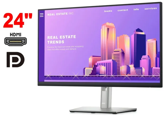 Монітор Dell P2422HE / 24" (1920x1080) IPS / 1x HDMI, 2x DisplayPort, 4x USB 3.2, 1x USB Type-C, 1x LAN (RJ-45) / VESA 100x100 / Pivot б/в - зображення 1