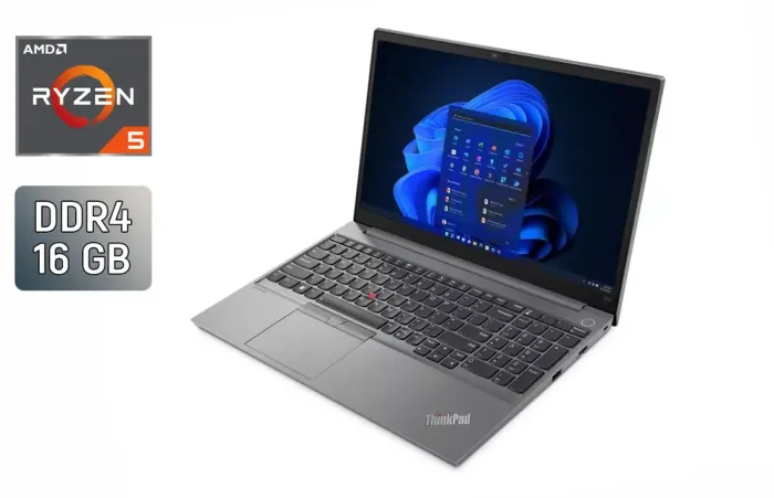 Ультрабук Б-клас Lenovo ThinkPad E15 Gen 4 / 15.6" (1920x1080) IPS / AMD Ryzen 5 5625U (6 (12) ядер по 2.3 - 4.3 GHz) / 16 GB DDR4 / 480 GB SSD / AMD Radeon Vega 7 Graphics / WebCam / Windows 10 б/в - зображення 1