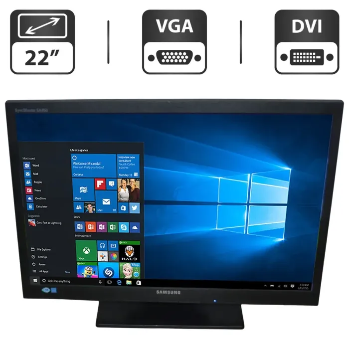 Монітор Б-клас Samsung SyncMaster S22A450BW/22" (1680x1050) TN/VGA, DVI/VESA 100x100 + Кабелі (VGA або DVI на вибір), блок живлення та кабель живлення б/в - зображення 1