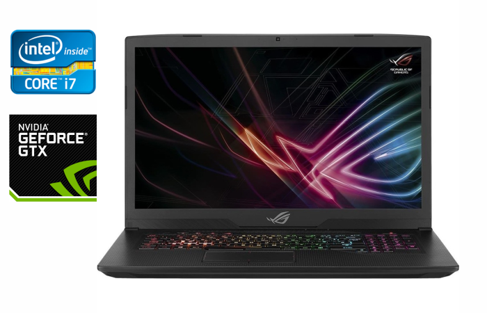 Ігровий ноутбук Asus Strix GL703GM / 17.3" (1920x1080) IPS / Intel Core i7-8750H (6 (12) ядер по 2.2 - 4.1 GHz) / 32 GB DDR4 / 512 GB SSD / nVidia GeForce GTX 1060, 6 GB GDDR5, 192-bit / WebCam / Windows 10 б/в - зображення 1
