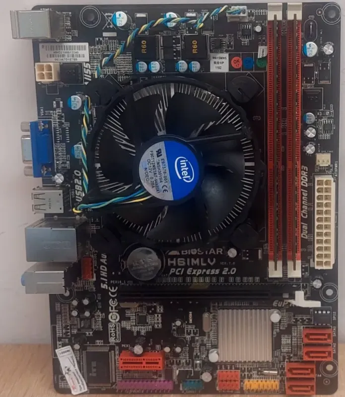 Комплект: Материнська плата Biostar H61MLV / LGA1155 / Intel Core i5-2300 (4 ядра по 2.8 - 3.1 GHz) / 8 GB DDR3 / Intel HD Graphics 2000 + Кулер б/в - зображення 2