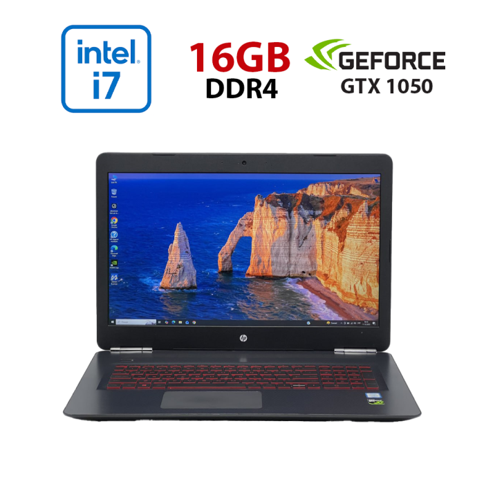 Ігровий ноутбук Б-класу HP Omen 17t-w200 / 17.3" (1920x1080) IPS / Intel Core i7-7700HQ (4 (8) ядра по 2.8 - 3.8 GHz) / 16 GB DDR4 / 480 GB SSD / nVidia GeForce GTX 1050 Ti, 4 GB GDDR5, 128-bit / WebCam б/в - изображение 1