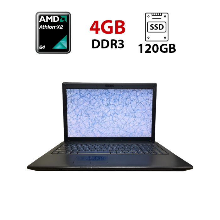 Ноутбук Б-клас Lenovo G565 / 15.6" (1366x768) TN / AMD Athlon II P360 (2 ядра по 2.3 - 3.2 GHz) / 4 GB DDR3 / 120 GB SSD / AMD Radeon HD 4200 Graphics / WebCam б/в - зображення 1