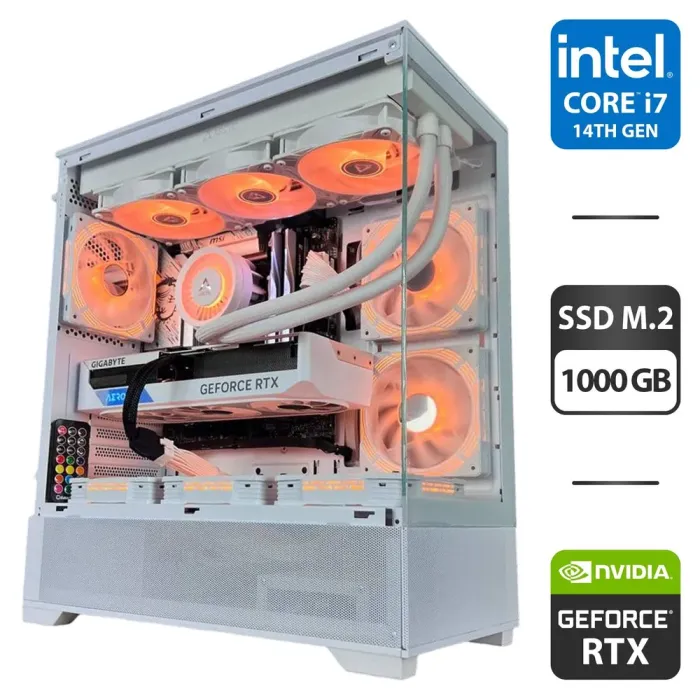 Збірка під замовлення: ігровий ПК GameMax Vista AW White Tower / Intel Core i7-14700F (20 (28) ядер по 1.5 - 5.4 GHz) / 64 GB DDR5 / 1000 GB SSD M.2 / nVidia GeForce RTX 4070 Ti, 12 GB GDDR6X, 192-bit / 850W - зображення 1