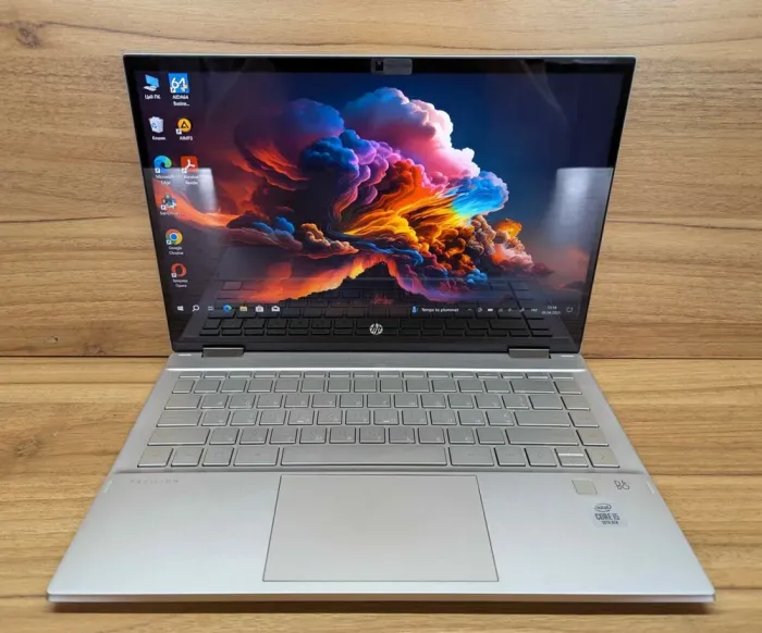 Ноутбук-трансформер HP Pavilion x360 14m-dw0023dx / 14" (1920x1080) IPS Touch / Intel Core i5-1035G1 (4 (8) ядра по 1.0 - 3.6 GHz) / 16 GB DDR4 / 512 GB SSD / Intel UHD Graphics / WebCam / TouchID / Windows 10 б/в - зображення 2