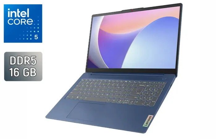 Ультрабук Б-клас Lenovo IdeaPad Slim3 15IRU9 / 15.6" (1920x1080) IPS / Intel Core 5-120U (10 (12) ядер по 1.4 - 5.0 GHz) / 16 GB DDR5 / 1000 GB SSD / Intel Graphics / WebCam / Windows 11 б/в - зображення 1