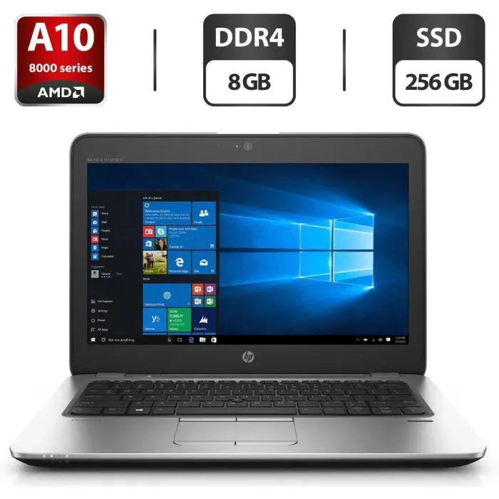 Нетбук Б-клас HP EliteBook 725 G4 / 12.5" (1366x768) TN / AMD Pro A10-8730B (4 ядра по 2.4 - 3.3 GHz) / 8 GB DDR4 / 256 GB SSD / AMD Radeon R5 Graphics / WebCam / Windows 10 Pro б/в - зображення 1