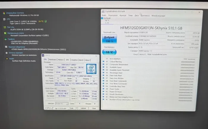 Ультрабук Microsoft Surface Laptop 4 2021 / 13.5" (2496x1664) IPS Touch / Intel Core i7-1185G7 (4 (8) ядра по 3.0 - 4.8 GHz) / 16 GB DDR4 / 512 GB SSD / Intel Iris Xe Graphics / WebCam б/в - зображення 10