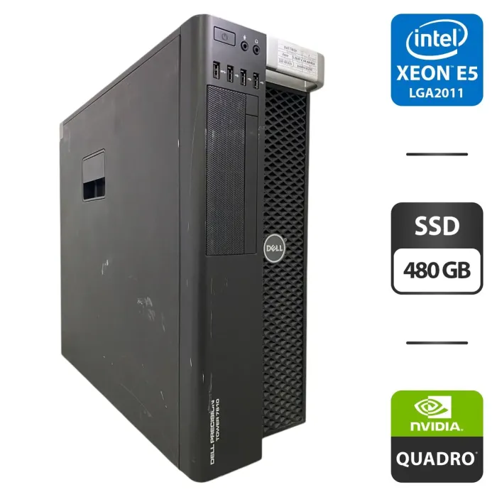 Робоча станція Dell Precision T7810 Tower / 2x Intel Xeon E5-2697 v3 (14 (28) ядер по 2.6 - 3.6 GHz) / 64 GB DDR4 / 480 GB SSD / nVidia Quadro K2200, 4 GB GDDR5, 128-bit / 825W б/в - зображення 1