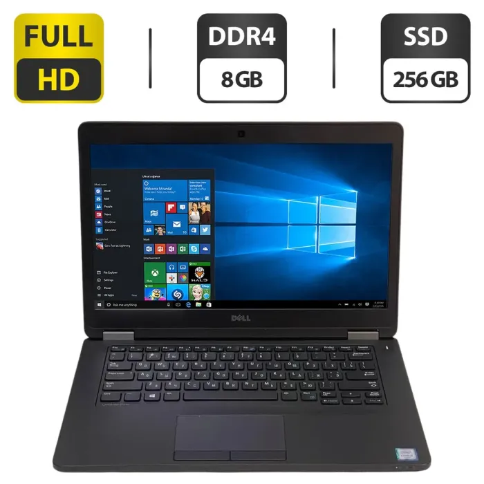 Ноутбук Dell Latitude E5470 / 14" (1920x1080) IPS / Intel Core i5-6200U (2 (4) ядра по 2.3 - 2.8 GHz) / 8 GB DDR4 / 256 GB SSD / Intel HD Graphics 520 / WebCam б/в - зображення 1