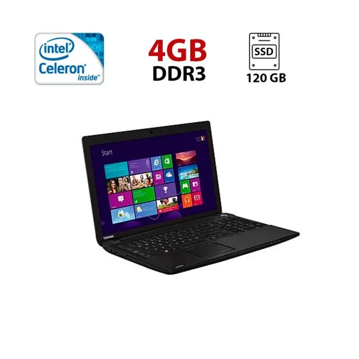 Ноутбук Toshiba Satellite Pro C50-B / 15.6" (1366x768) TN / Intel Celeron N2830 (2 ядра по 2.16 - 2.41 GHz) / 4 GB DDR3 / 120 GB SSD / Intel HD Graphics / WebCam б/в - зображення 1