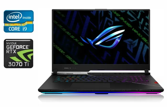 Игровой ноутбук Asus ROG Strix Scar 17 / 17.3" (2560x1440) IPS / Intel Core i9-12900H (14 (20) ядер по 3.8 - 5.0 GHz) / 32 GB DDR5 / 1000 GB SSD / nVidia GeForce RTX 3070 Ti, 8 GB GDDR6X, 256-bit / HDMI / Windows 10 б/в - зображення 1