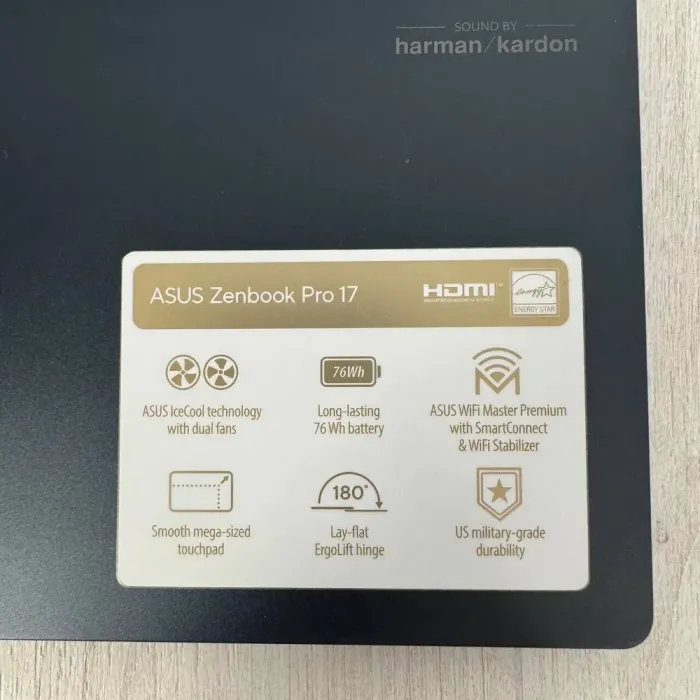 Ігровий ноутбук Asus ZenBook Pro 17 UM6702R / 17.3" (2560x1440) IPS Touch / AMD Ryzen 7 6800H (8 (16) ядер по 3,2 - 4,7 ГГц) / 16 ГБ DDR5 / 512 ГБ SSD NVMe / nVidia GeForce RTX 3050, 4 ГБ GDDR6, 128-bit / WebCam б/в - зображення 9