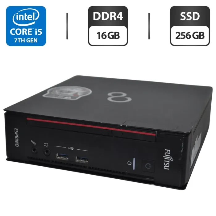 Неттоп Fujitsu Esprimo Q556 USFF / Intel Core i5-7400T (4 ядра по 2.4 - 3.0 GHz) / 16 GB DDR4 / 256 GB SSD / Intel HD Graphics 530 / Windows 11 Pro б/в - зображення 1
