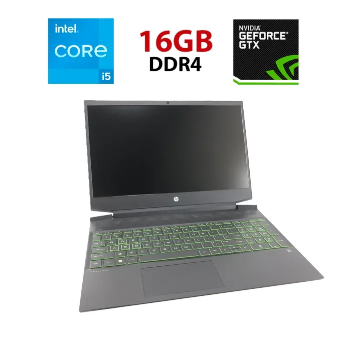 Ігровий ноутбук HP Pavilion 15-dk1045 / 15.6" (1920х1080) IPS / Intel Core i5-10300H (4 (8) ядра по 2.5 - 4.5 GHz) / 16 GB DDR4 / 512 GB SSD / nVidia GeForce GTX 1650 Ti, 4 GB GDDR6, 128-bit / WebCam / USB 3.0 / HDMI б/в - зображення 1