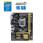 Комплект: Материнська плата Asus H81M-K / LGA1150 / Intel Core i5-4460 (4 ядра по 3.2 - 3.4 GHz) / 16 GB DDR3 + Кулер б/в