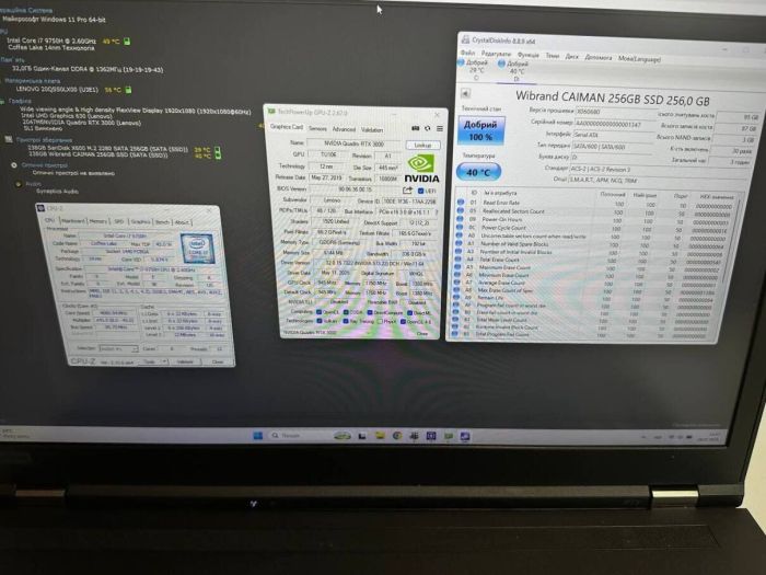 Мобільна робоча станція Lenovo ThinkPad P73 / 17.3" (1920x1080) IPS / Intel Core i7-9750H (6 (12) ядер по 2.6 - 4.5 GHz) / 32 GB DDR4 / 256 GB SSD + 256 GB SSD / nVidia Quadro RTX 3000, 6 GB GDDR6, 192-bit / WebCam / Win 11 Pro б/в - зображення 9