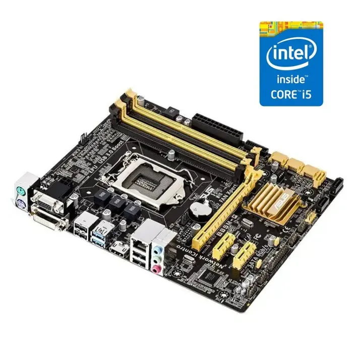Комплект: Материнська плата Asus B85M-G / LGA1150 / Intel Core i5-4690 (4 ядра по 3.5 - 3.9 GHz) / 32 GB DDR3 / Intel HD Graphics 4600 + Кулер б/в - зображення 1