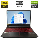 Ігровий ноутбук Acer Nitro 5 AN515-55 / 15.6" (1920x1080) IPS / Intel Core i5-10300H (4 (8) ядра по 2.5 - 4.5 GHz) / 16 GB DDR4 / 512 GB SSD M.2 / nVidia GeForce RTX 3050, 4 GB GDDR6, 128-bit / WebCam б/в