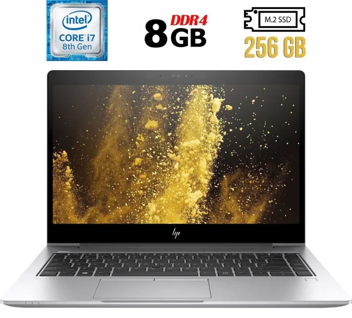 Ультрабук Б-клас HP EliteBook 840 G5 / 14" (1920x1080) IPS / Intel Core i7-8650U (4 (8) ядра по 1.9 - 4.2 GHz) / 8 GB DDR4 / 256 GB SSD M.2 / Intel UHD Graphics 620 / WebCam / USB 3.1 / HDMI б/в - зображення 1