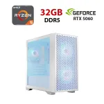 Ігровий ПК Ice DART PRO ARGB MINI WHITEK Tower / AMD Ryzen 5 8400F (6 (12) ядер по 4,2 - 4,7 ГГц) / 32 ГБ DDR5 / 960 ГБ SSD / nVidia GeForce RTX 5060, 8 ГБ GDDR7, 128-bit