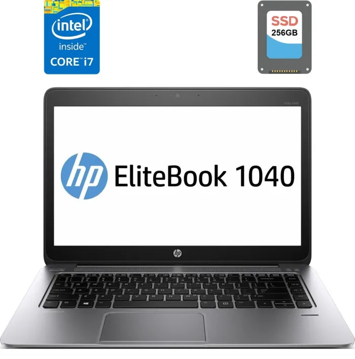 Ультрабук HP EliteBook Folio 1040 G1 / 14" TN / Core i7-4600U (2(4) ядра по 2.1-3.3 GHz) / 4GB DDR3 / 256GB SSD / HD Graphics 4400 / WebCam / DisplayPort б/в - зображення 1