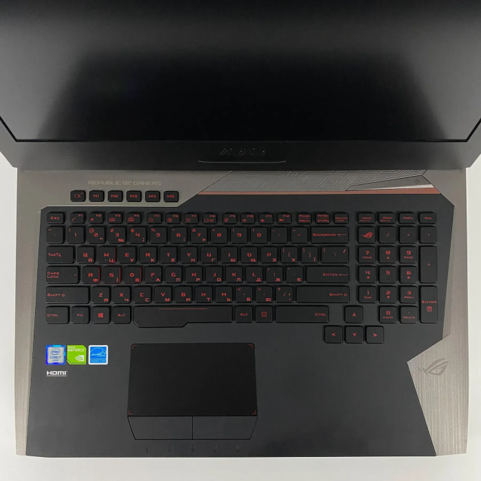 Ігровий ноутбук Asus ROG GL752VS / 17.3" (1920x1080) IPS / Intel Core i7-6820HK (4 (8) ядра по 2,7 - 3,6 ГГц) / 16 ГБ DDR4 / 500 ГБ SSD / nVidia GeForce GTX 1070, 8 ГБ GDDR5, 256-біт / HDMI / WebCam б/в - изображение 3