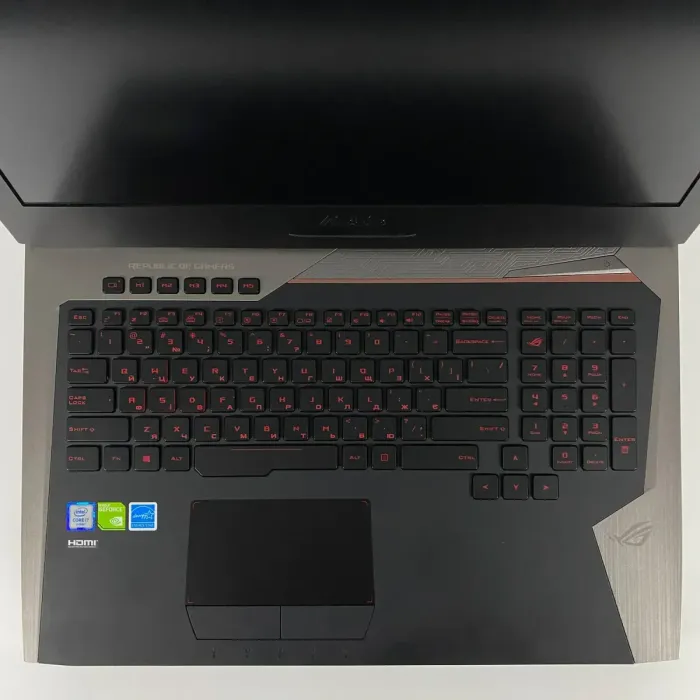 Ігровий ноутбук Asus ROG GL752VS / 17.3" (1920x1080) IPS / Intel Core i7-6820HK (4 (8) ядра по 2,7 - 3,6 ГГц) / 16 ГБ DDR4 / 500 ГБ SSD / nVidia GeForce GTX 1070, 8 ГБ GDDR5, 256-біт / HDMI / WebCam б/в - зображення 3
