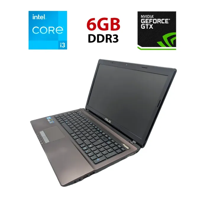 Ноутбук Asus X53S / 15.6" (1366x768) TN / Intel Core i3-2310M (2 (4) ядра по 2.1 GHz) / 6 GB DDR3 / 320 GB HDD / nVidia GeForce GT 520M, 1GB DDR3, 64-bit / WebCam б/в - зображення 1
