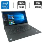 Ноутбук Lenovo ThinkPad E590 / 15.6" (1920x1080) IPS / Intel Core i7-8565U (4 (8) ядра по 1.8 - 4.6 GHz) / 16 GB DDR4 / 240 GB SSD M.2 / Intel UHD Graphics / WebCam б/в