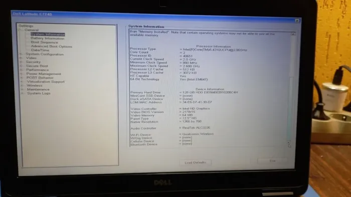 Нетбук Dell Latitude E7240 / 12.5" (1366x768) TN / Intel Core i5-4310U (2 (4) ядра по 2.0 - 3.0 GHz) / 8 GB DDR3 / 128 GB SSD / Intel HD Graphics 4400 / WebCam / Windows 10 б/в - зображення 14