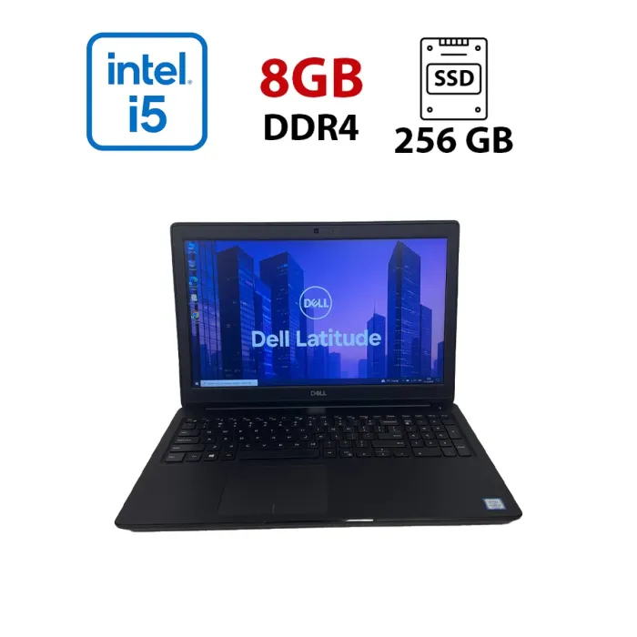 Ноутбук Б-клас Dell Latitude 3500 / 15.6" (1920x1080) TN / Intel Core i5-8265U (4 (8) ядра по 1.6 - 3.9 GHz) / 8 GB DDR4 / 256 GB SSD / Intel UHD Graphics 620 / WebCam б/в - зображення 1