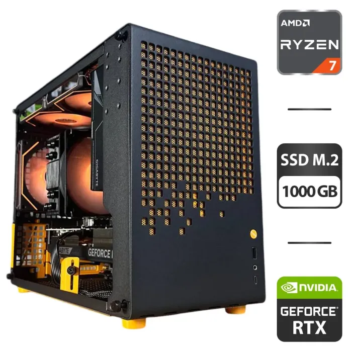 Збірка під замовлення: ігровий ПК Jonsbo Z20 Black/Orange Tower / AMD Ryzen 7 7700 (8 (16) ядер по 3.8 - 5.3 GHz) / 32 GB DDR5 / 1000 GB SSD M.2 / nVidia GeForce RTX 5070, 12 GB GDDR7, 192-bit / 750W - зображення 1
