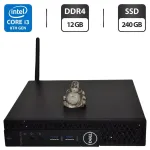 Неттоп Dell OptiPlex 3060 Micro USFF / Intel Core i3-8100T (4 ядра по 3.1 GHz) / 12 GB DDR4 / 240 GB SSD / Intel UHD Graphics 630 / Wi-Fi / Windows 11 Pro б/в