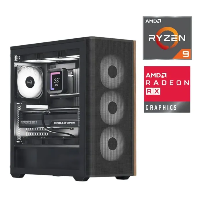 Ігровий ПК AeroCool D501A-G-BK-v2 Animal Tower / AMD Ryzen 9 7900X (12 (24) ядер по 4.7 - 5.6 GHz) / 16 GB DDR5 / 1000 GB SSD M.2 / AMD Radeon RX 9070, 16 GB GDDR6, 192-bit - зображення 1