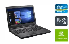 Ноутбук Fujitsu Celsius H7510 / 15.6" (1920x1080) IPS / Intel Core i7-10850H (6 (12) ядер по 2.7 - 5.1 GHz) / 48 GB DDR4 / 512 GB SSD / nVidia Quadro T1000, 4 GB GDDR6, 128-bit / WebCam / Windows 10 б/в