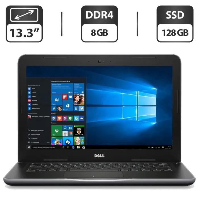 Ноутбук Б-клас Dell Latitude 3380 / 13.3" (1366x768) TN / Intel Core i3-6006U (2 (4) ядра по 2 GHz) / 8 GB DDR4 / 128 GB SSD / Intel HD Graphics 520 / WebCam / HDMI б/в - зображення 1