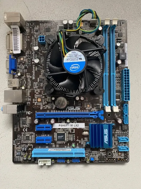 Комплект: Материнська плата Asus P8H61-M LX2 / Задня заглушка + Intel Core i5-2400 (4 ядра по 3.1 - 3.4 GHz) + Кулер BOX б/в - зображення 2